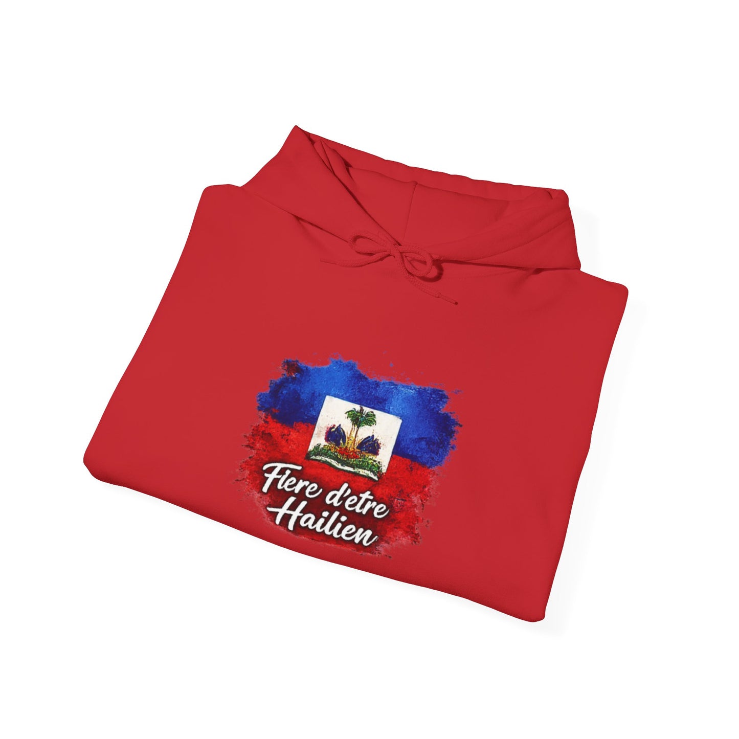 Haitian Pride Hoodie – "Fière d'être Haïtien" Flag Graphic