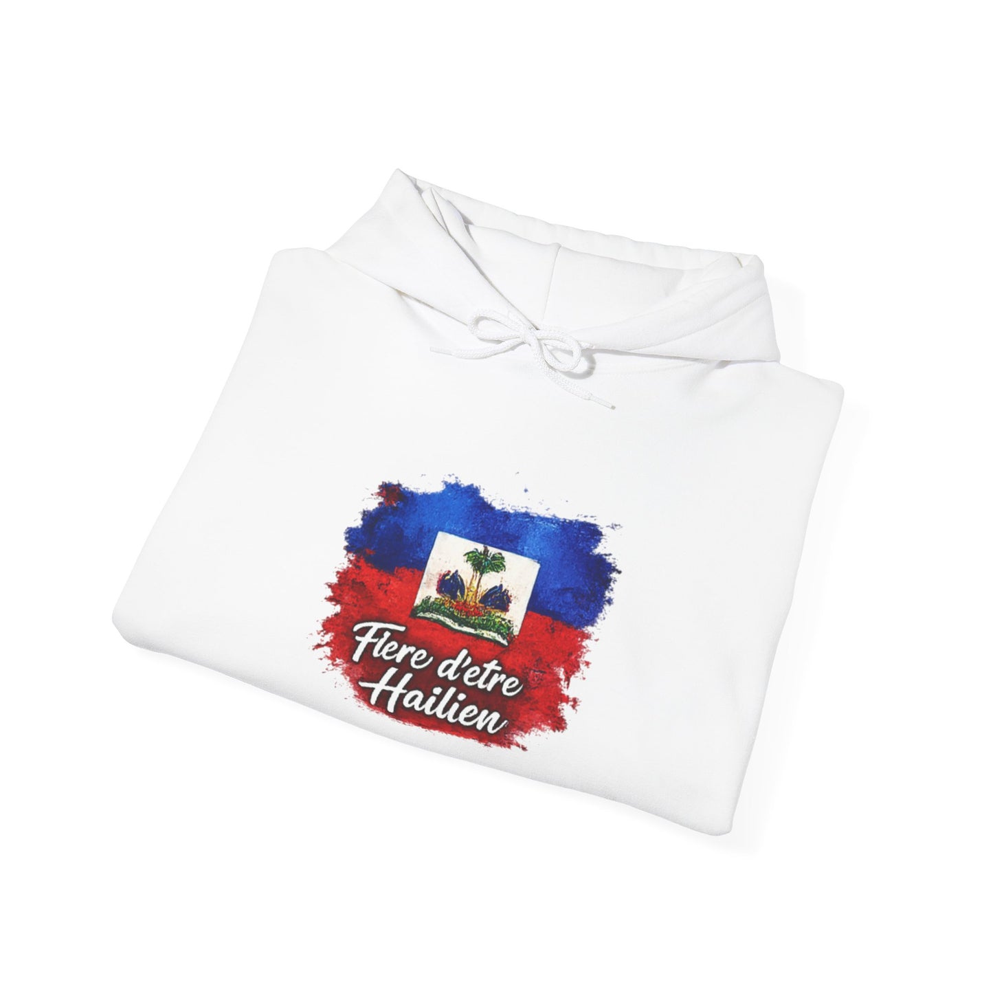 Haitian Pride Hoodie – "Fière d'être Haïtien" Flag Graphic